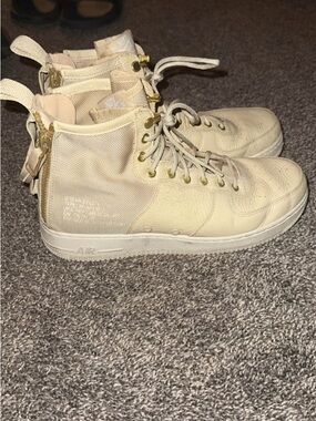 Nike Cream High-Top Sneakers with Gold Hardware